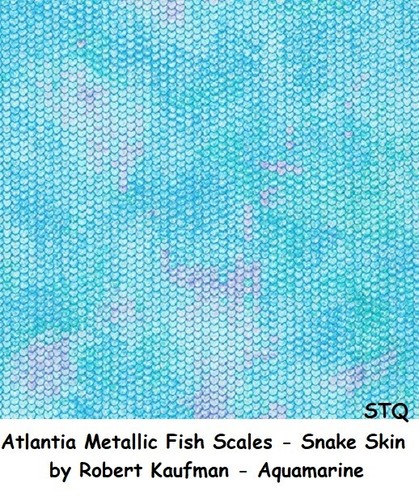 Atlantia Metallic Fish Scales Snake Skin cotton quilt fabric Kaufman BTY Emerald - Picture 6 of 12