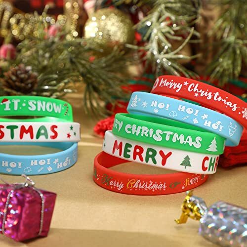 42Pcs Christmas Silicone Bracelets, Rubber Wristbands Christmas Style - Picture 4 of 6