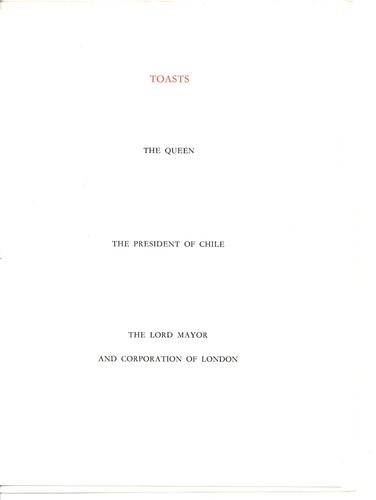 Menu and Reception, PRESIDENT OF CHILE, 1965, LONDON GUILDHALL, Tuck - Imagen 4 de 6