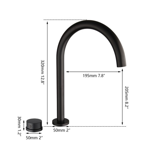 2PCS Matte Black Bathroom Faucet Swivel Long Spout Single Handle Mixer Basin Tap - Picture 2 of 9