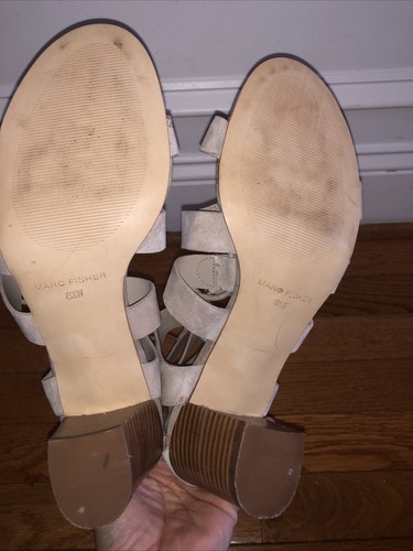 Marc Fisher Womens Shoes block Heel Paradox Gladiator Lace Up Suede Beige 8.5 W - Picture 5 of 6