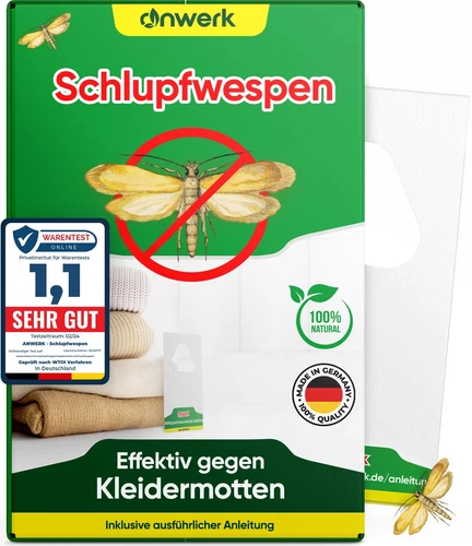 anwerk® Schlupfwespen gegen Kleidermotten Textilmotten 1 Karte x 6 Lieferungen