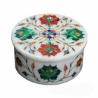 Marble Jewelry Box Multi Color Semi Precious Stone Pietra Dura Handmade Gift 