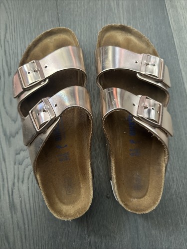 Birkenstock Arizona Leather Sandals Rose Gold Size 41 EU/ 10-10.5 US - Picture 2 of 10