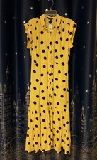 Ann Taylor Womens Yellow Black Polka Dots Knee Length Dress Size 4