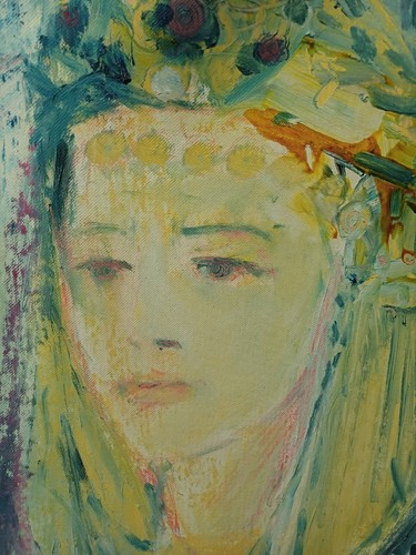 SANDRO LO CASCIO OLIO SU CARTONE RITRATTO DI DONNA CON DEDICA RITRATTO 40X50 CM - Picture 4 of 7