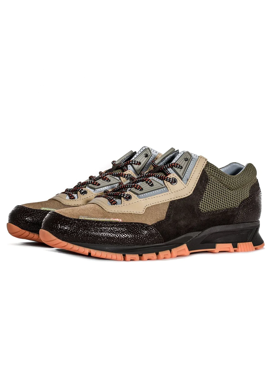 スニーカー Lanvin Mesh Suede And Nappa Leather Sneaker Lanvin Men's Curb Leather, Suede and Mesh Trainers - UK 7