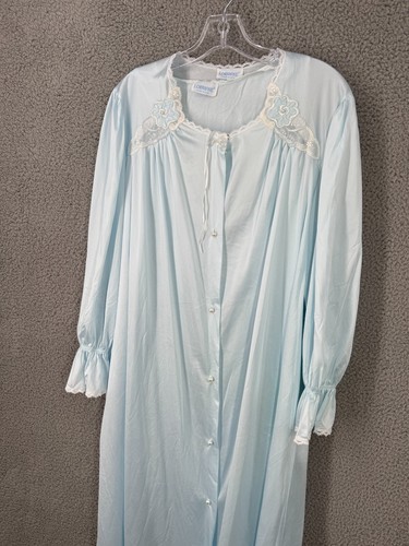 Vtg Lorraine Nylon Lace 1X Nightgown Robe Peignoir Set Lingerie Blue Maxi USA - Picture 4 of 12