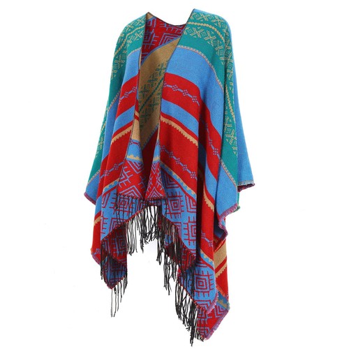 Women's Shawl Wrap Tassel Poncho Cape Cardigan Open Front Coat Shawl Wrap Sca... - Picture 3 of 6