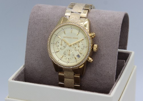NEW AUTHENTIC MICHAEL KORS RITZ GOLD CRYSTAL CHRONOGRAPH WOMEN'S MK6597 WATCH - Picture 14 of 23