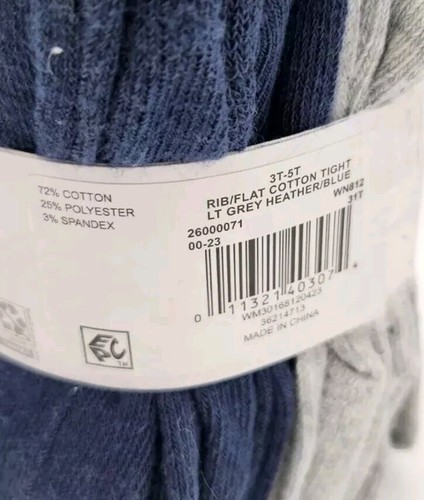 New Pack Of 2 Tights Wonder Nation Toddler Girl's 3T-5T LT Grey Heather/Blue - Picture 3 of 3