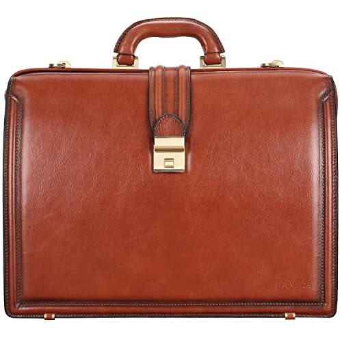 Full Grain Italian Leather Briefcase for Men Doctor Bag Lawyer Attache