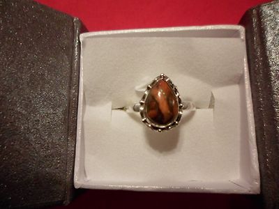 Handwerklich gefertigter Mojave Orange Türkis Ring in 925 Sterling - Größe 7 - 1,83 Karat