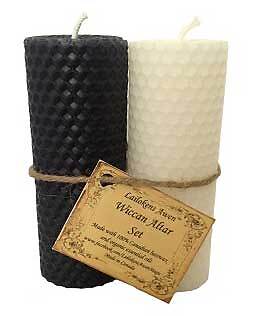 4 1/4" Wicca Altar Set schwarz & weiß Lailokens Awen Kerze - Bild 1 von 1