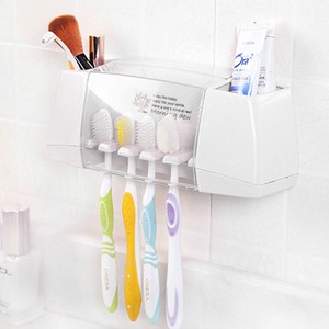 Toothpaste-Toothbrush-Holder-Home-Bathroom-Wall-Mount-Stand-Storage-Rack-White