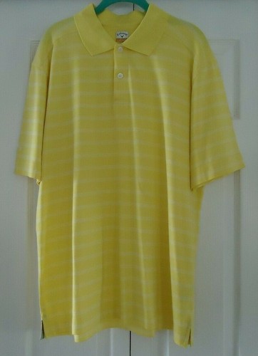 Camisa Polo Callaway Para Hombres C-Tech Secado Rápido Manga Corta Rayas Amarillas Talla XL - Imagen 1 de 7