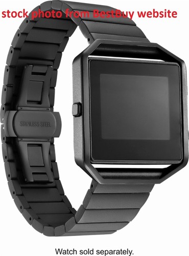 Genuine Platinum Fitbit Blaze Link Band - Black - Stainless Steel -Store Returns