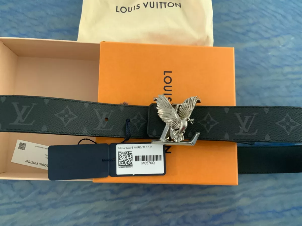 100% AUTHENTIC LOUIS VUITTON LV DOVE 40mm REVERSIBLE GREY/ BLACK BELT SZ  110 NEW