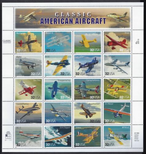 US Scott #3142 - 1997 32¢ Classic American Aircraft - Full Sheet of 20 - MNH