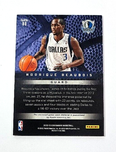 2012-13 Panini Contenders Rodrigue Beaubois Contenders Materials Dallas /99 #88 - Foto 2 di 2