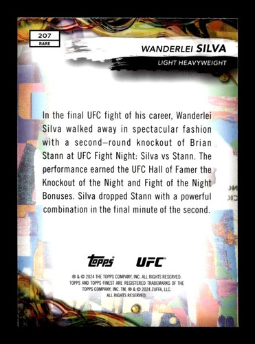 2024 Topps Finest UFC Aqua Glitter Refractors #207 Wanderlei Silva - Imagen 2 de 2