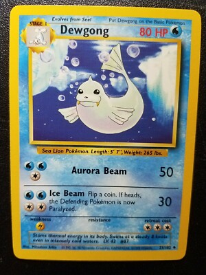 NEAR MINT Pokemon Base Set Dewgong Uncommon 25//102