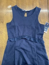 Girls Chaps School Approved Size 6 Navy Sleeveless Polyester Dress New With Tag
