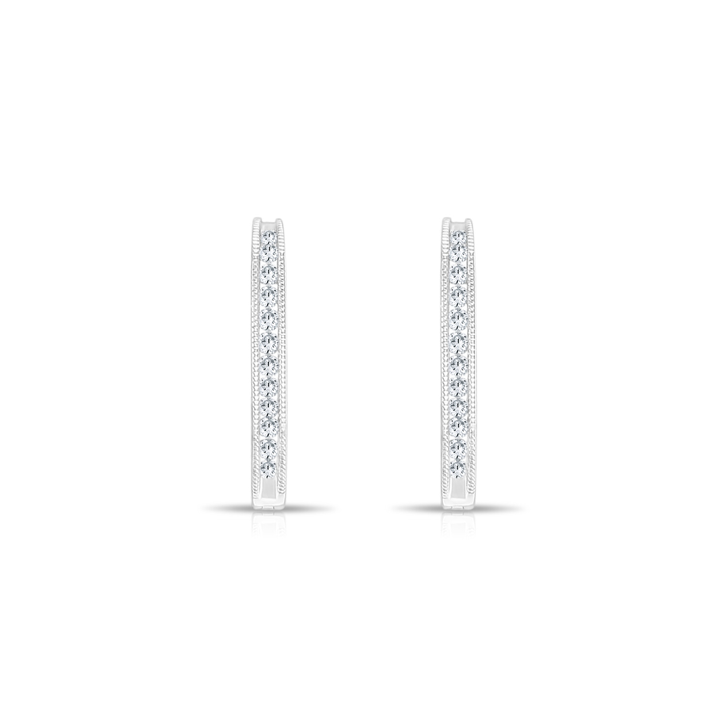 Channel Set One Row Diamond Earrings - 14K White gold - 0.50cttw Channel Set One Row Diamond Earrings - 14K White gold - 0.50cttw