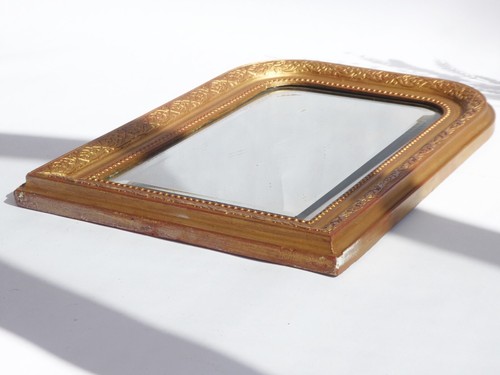 Small Louis Philippe Golden Mirror French Arch Framed Gilded Wall Mirror, - Picture 5 of 11
