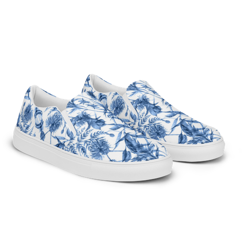 Vintage Blue Willow Custom Print Slip-On Canvas Shoes Sneakers Floral Sz 5-12 - Picture 5 of 61
