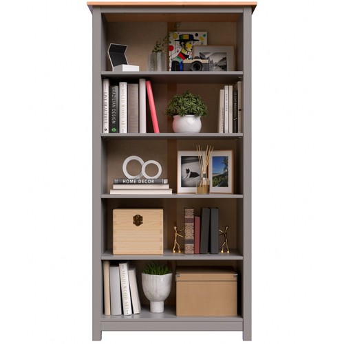 Solid Pine Wood Bookcase – Tall Bookshelf with 4 Adjustable Shelves - Picture 10 of 24