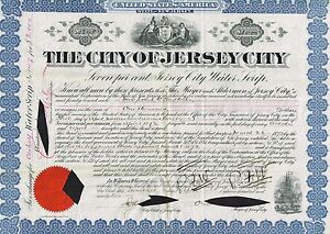 Jersey City Bond New Jersey Stock Certificate N.J