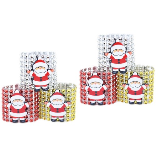 Set of 2 Santa Claus Napkin Ring Christmas Serviette Rings Holders - Picture 11 of 12