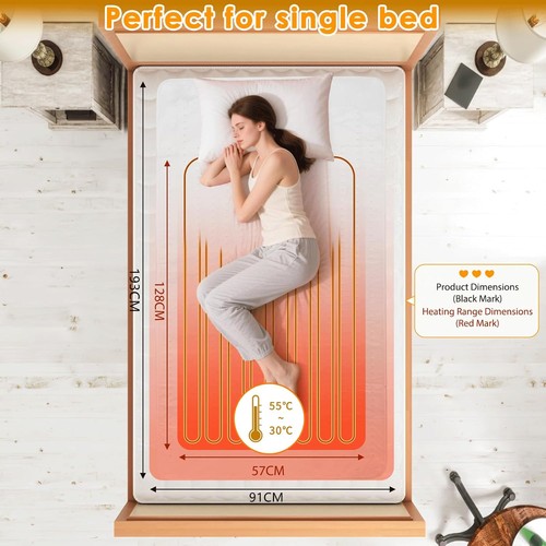 Wärmedecke mit 6 Heizstufen Heizdecke Weiß Wärme-Decke Elektrische 193*91cm Bett - Picture 11 of 11