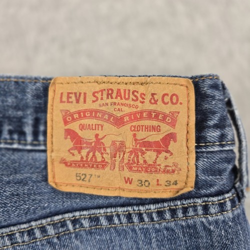 Levis 527 Jeans Herren 30 x 34 (30 x 33) Slim Bootcut Distressed Blau Denim - Bild 3 von 18