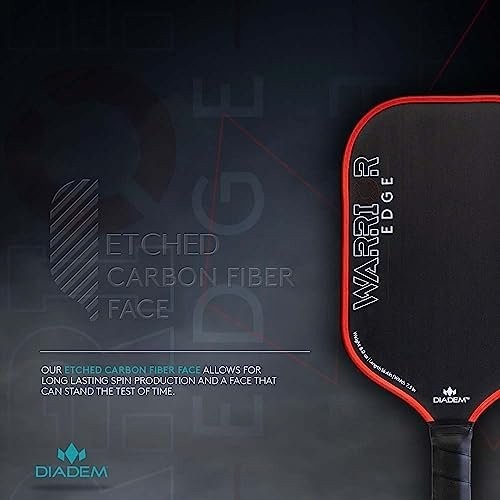 Diadem Warrior Edge Pickleball Paddel | geätzte Carbonfläche für Max Spin, 16 mm... - Bild 8 von 9