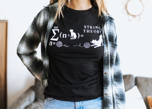 Camiseta para mujer Teoría de cuerdas Divertida Gato Matemáticas Ciencia Camiseta Nerd - Imagen 7 de 9