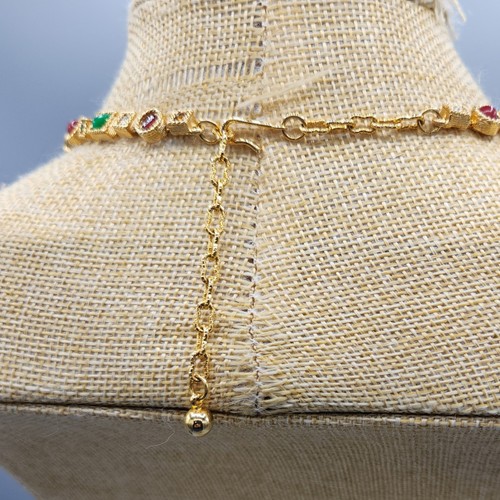 Arthur Pepper ART Multi Color Rhinestone Gold Tone Tile Bracelet 7" Necklace 16" - Picture 6 of 15