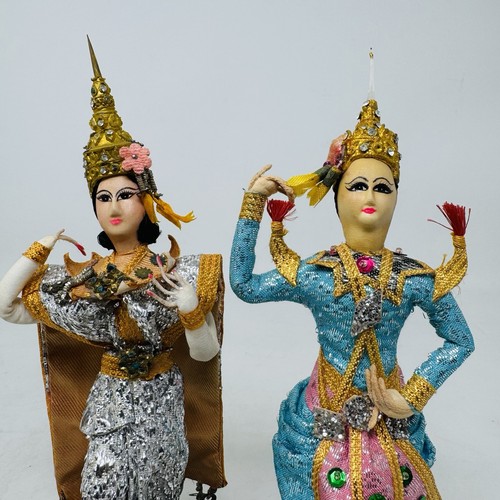 Thailand Dancers Couple M.R. DOLLS 2 Dolls Travel Souvenir Thailand Vintage - Picture 6 of 12
