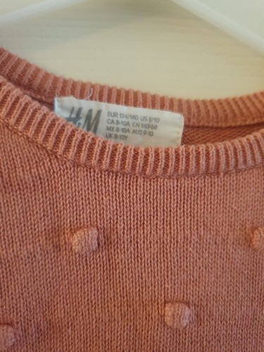 Girl's H&M, Salmon, Sewn Bobbles Detailed Jumper. Age 8-10 yrs - Picture 4 of 6