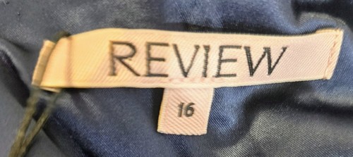 Vestido Review s.16 Nuevo con Etiquetas Vestido Ramo Azul Marino Manga Larga Floral Azul Satinado - Imagen 9 de 11