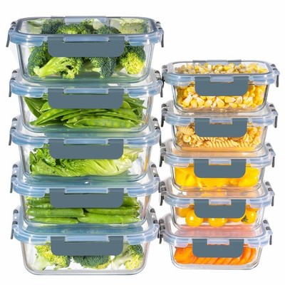 MFY 10-Pack Glass Storage 15.4 inches (L) x 7 (W) x 7 (H), Grey 