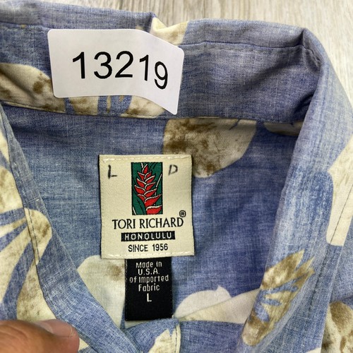 VINTAGE Tori Richard Hemd Herren L blau Hawaii Aloha Beach Hut Camp Lawn USA - Bild 7 von 10