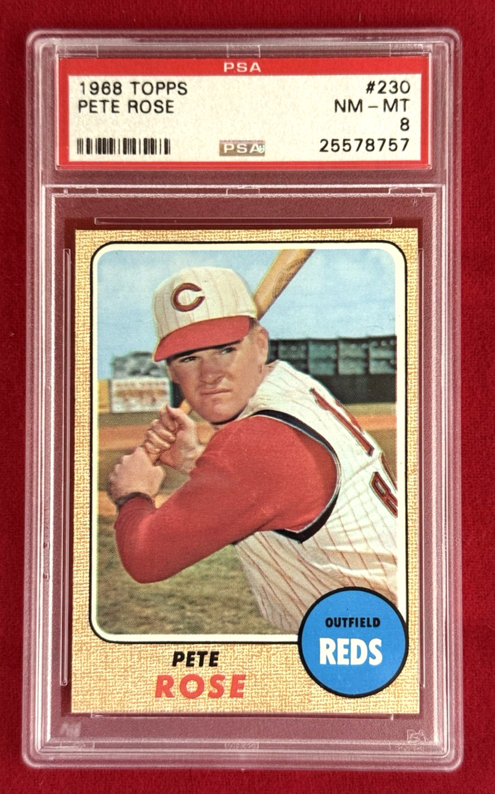 1968 Topps PETE ROSE #230 Cincinnati Reds (PSA 8 NM-MT)