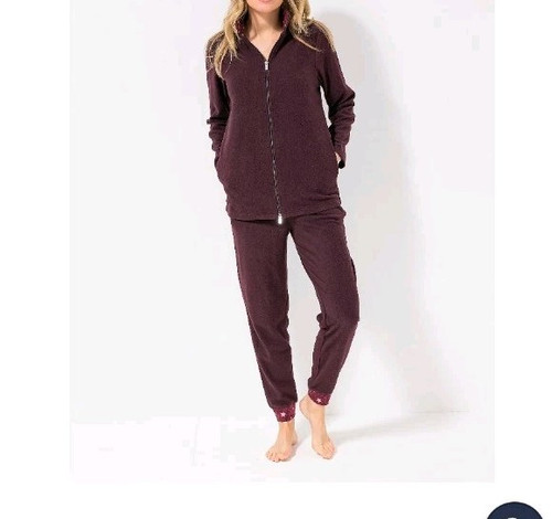 POLARSTERN HOMEWEAR Hausanzug Flanell Fleece Jacke & Hose Mahagoni Kurzgröße XXL - Bild 1 von 1