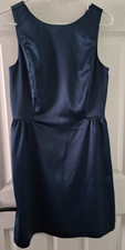 GAP Fit & Flare Dress Structured Satin Dark Teal Pockets Lined Women's 4 Party