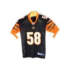 Cincinnati Bengals Jersey Mens XL Black Orange NFL Football Rey Maualuga Reebok
