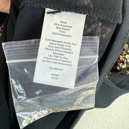 Blusa sin mangas ligera Talbots nueva sin etiquetas negra dorada lentejuelas cuello redondo talla MP - Imagen 5 de 5