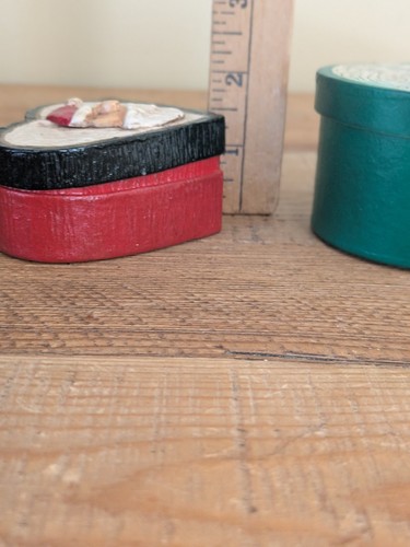 Vintage Menge 4 Pappmaché Weihnachtsmann Boxen Weihnachten Geschenkbox oder Deko - Bild 11 von 11