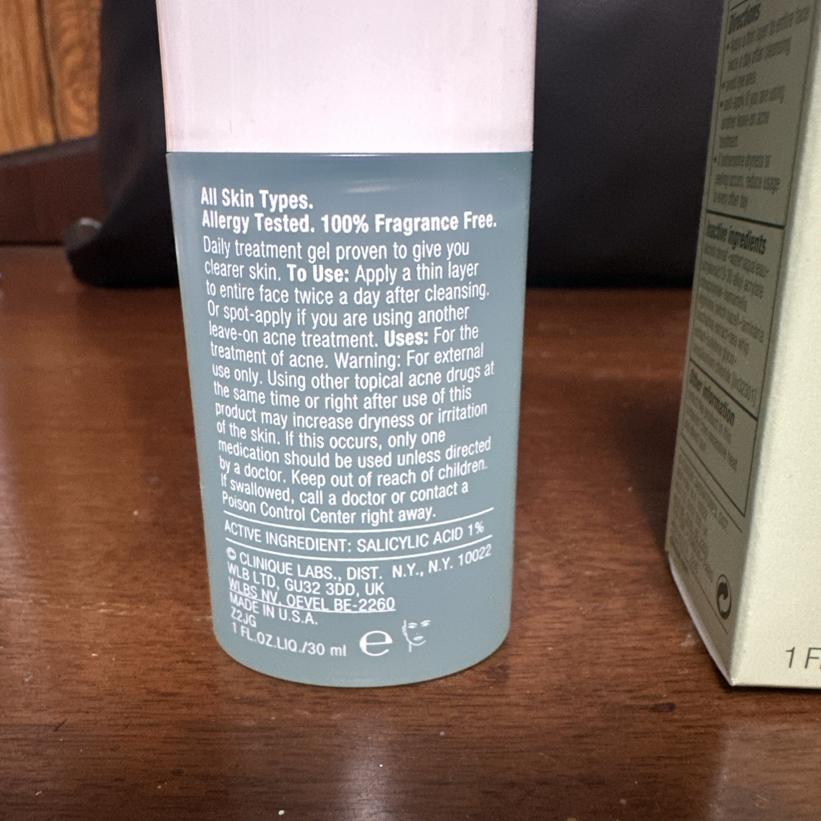 CLINIQUE ACNE SOLUTIONS CLINICAL CLEARING GEL SALICYLIC ACID 1 OZ / 30 ML NIB
